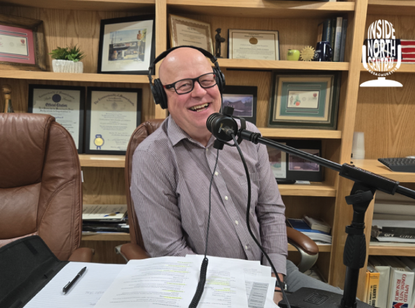 Magnus Carlberg, Executive Director of the Wachusett Business Incubator, recording a podcast